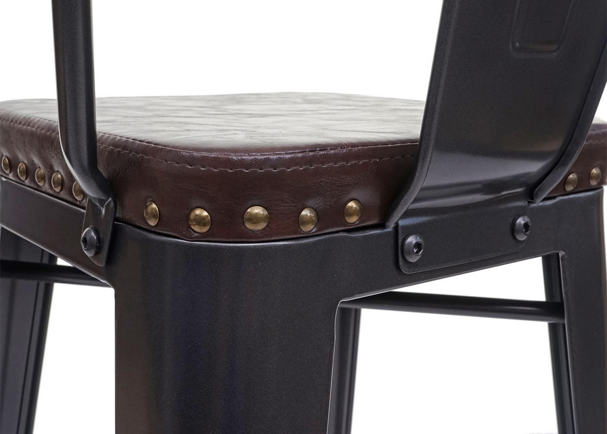 BARHOCKER 2er-Set Sitzhöhe 77cm Metall Kunstleder Chesterfield Gastronomie Schwarz-braun - Braun, Kunststoff/Metall (43/115/46cm) - PROREGAL