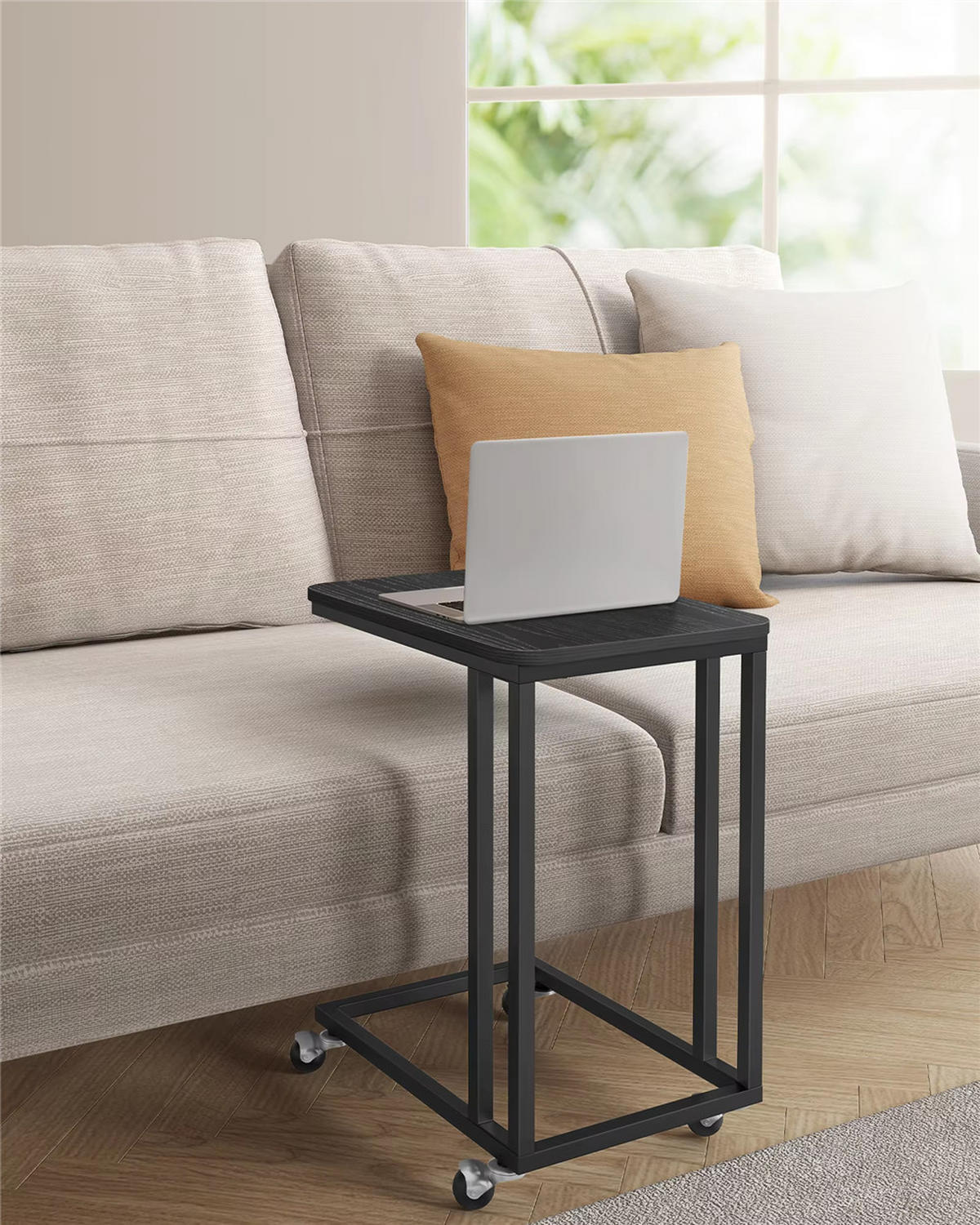 BEISTELLTISCH 50/56/35 cm mit Rollen mobil Schwarz - Schwarz, Metall (35/50/56cm) - Kaket