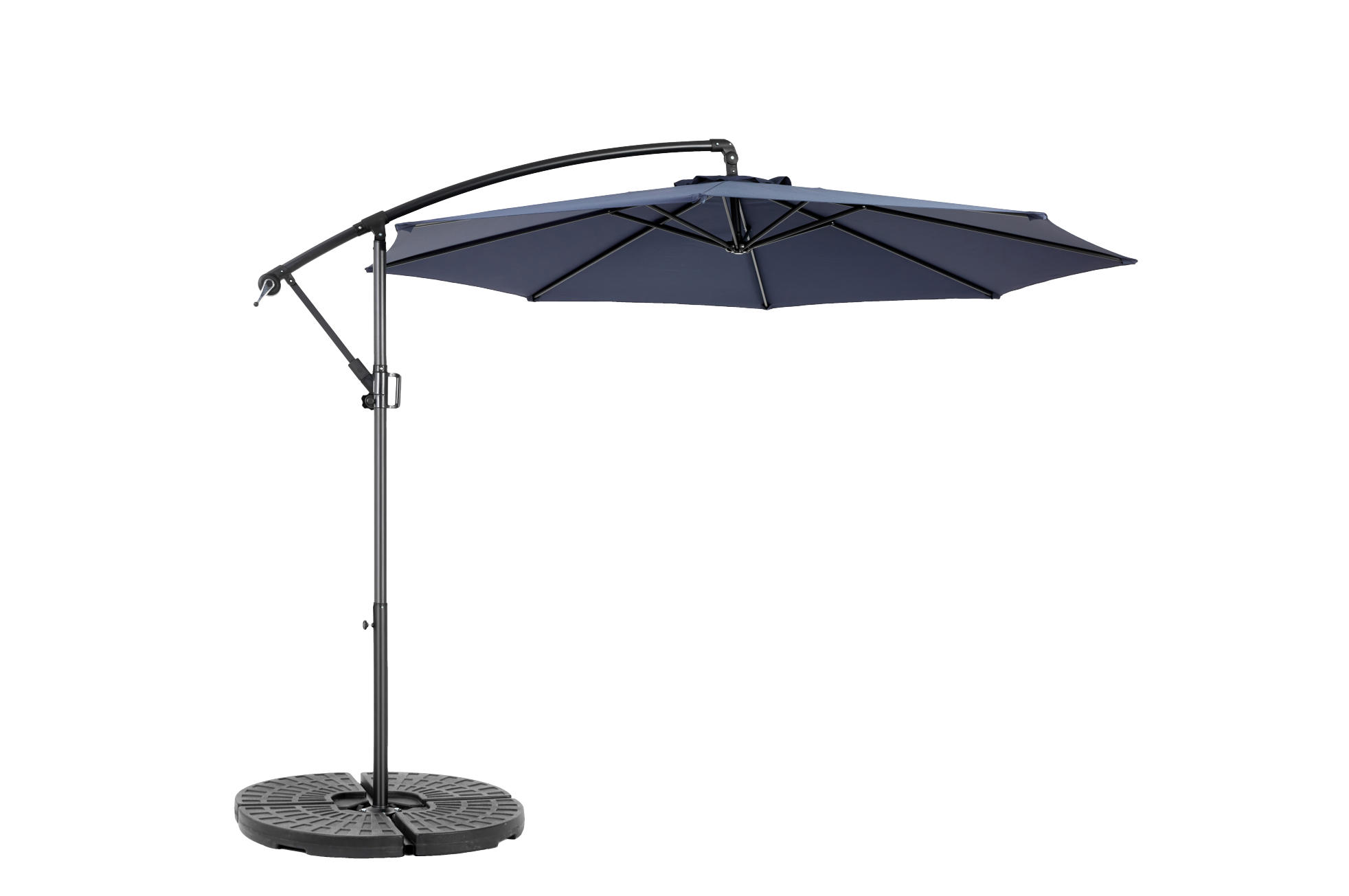 AMPELSCHIRM aus Stahl 294x294x250 cm in Blau mit Kurbel & Neigefunktion - Blau, Metall (294/294cm) - Modfu