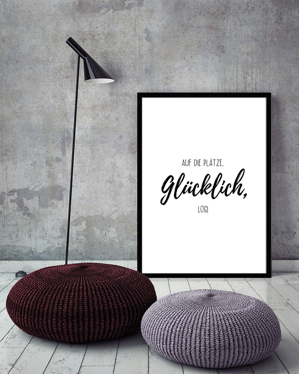 BILD mit Rahmen 51x71 cm Spruch: Glück Motivation - Weiß, Holz (51/71cm) - artissimo