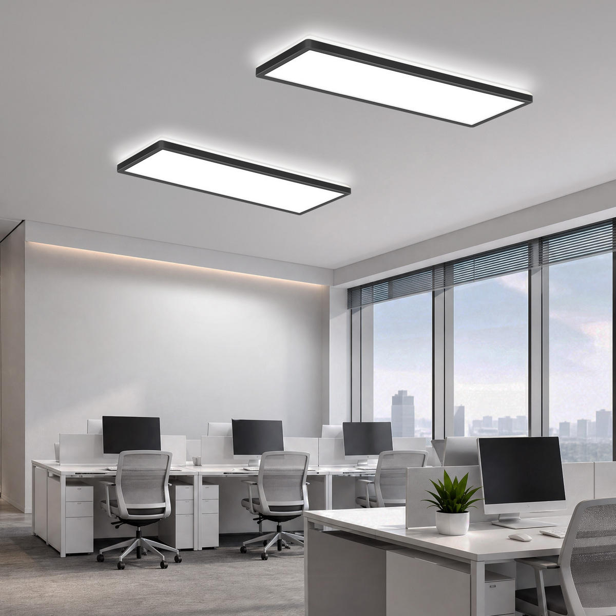 LED DECKENLEUCHTE Vexith 58/20/3.1 cm - Schwarz, Kunststoff (58/20/3.1cm) - ZMH