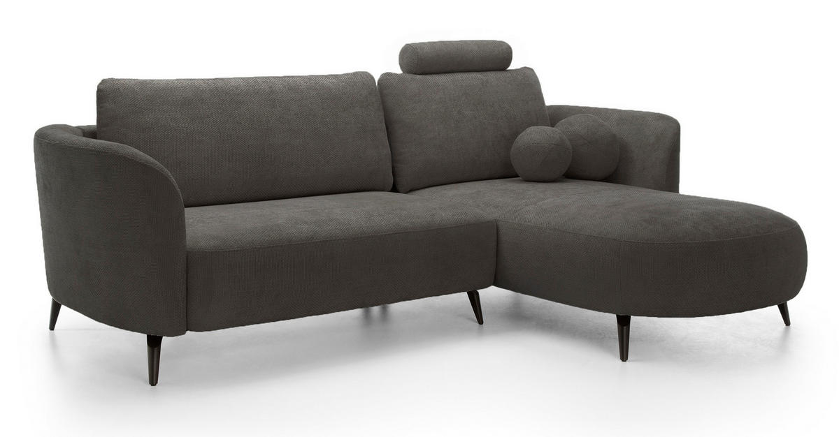 ECKSOFA auf Füßen Kendra 260 cm mit Schlaffunktion, Rechts, Dunkelgrau - Dunkelgrau, Holz (180/260cm) - Emporius