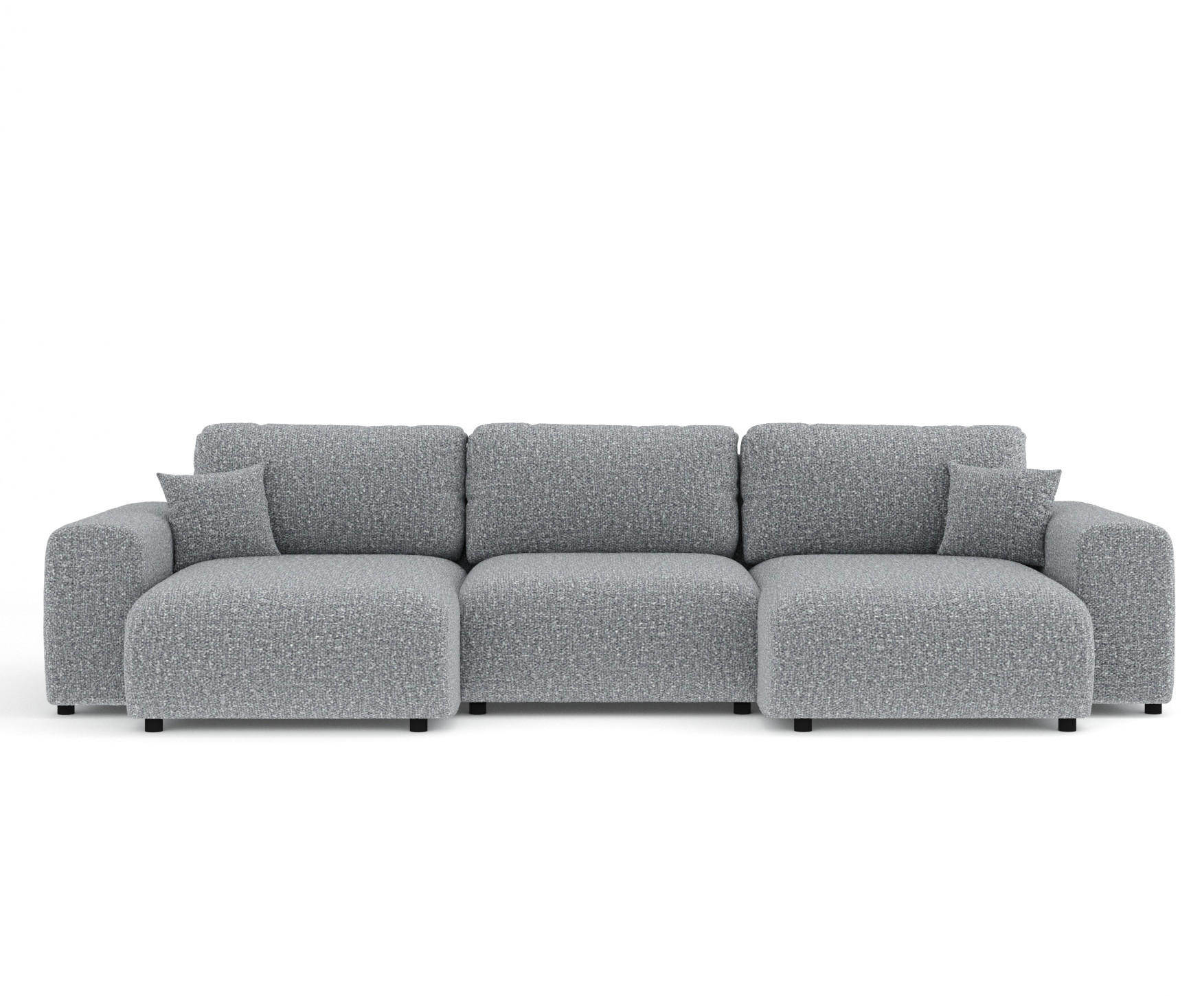 PANORAMASOFA Zanzibar Grau Plüschstoff - Schwarz/Grau, Holz/Holzwerkstoff (325/79/144cm) - Maison de Reve