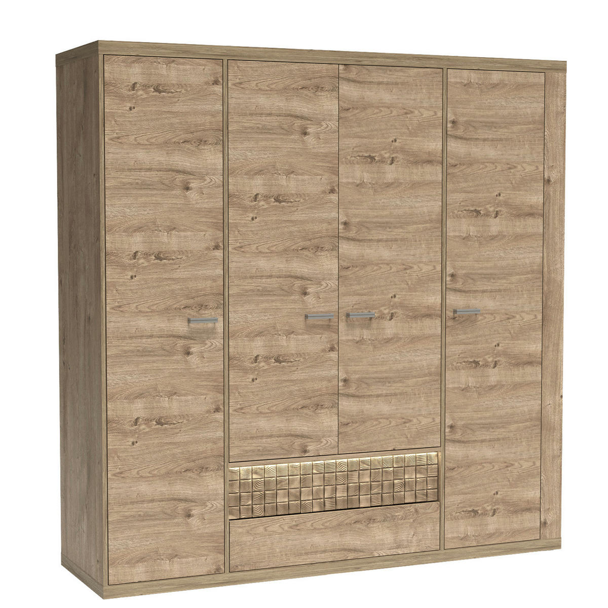 DREHTÜRENSCHRANK YASUO 195,5/200,5/57,5 cm 4-türig Eichefarben - Eichefarben, Holzwerkstoff (195.5/200.5/57.5cm) - MASSENO