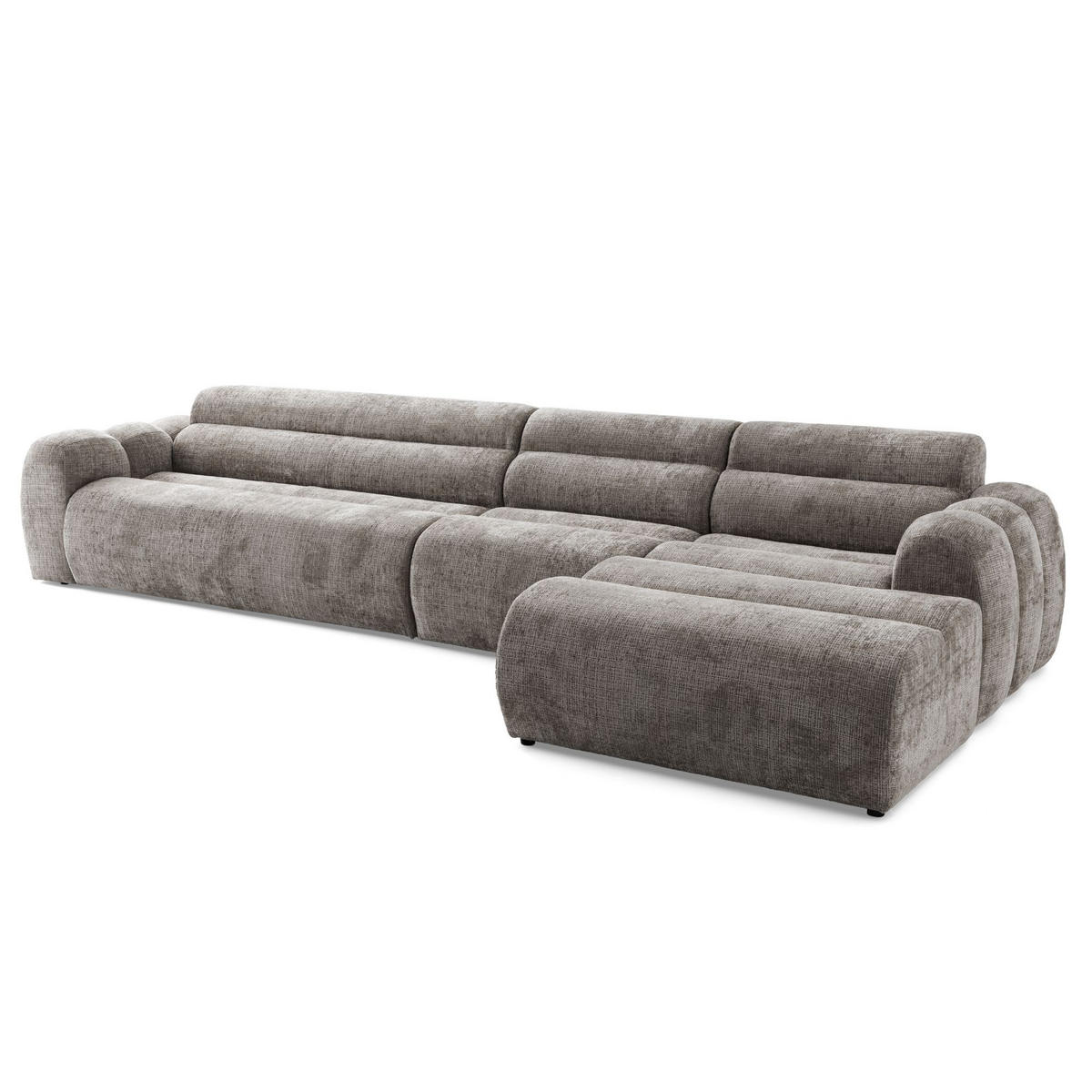 5-SITZER modulares Ecksofa VEER SET 2 Rechts, 175x379 cm, Chenille Webstoff Braun - Schwarz/Braun, Holz/Kunststoff (175/379cm) - Muffo