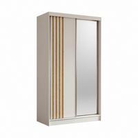 KLEIDERSCHRANK Nila 120 cm Weiß Spiegel 2 Schubladen Griffe silber - Weiß, Holzwerkstoff (120/216/61cm) - KS Home Concept