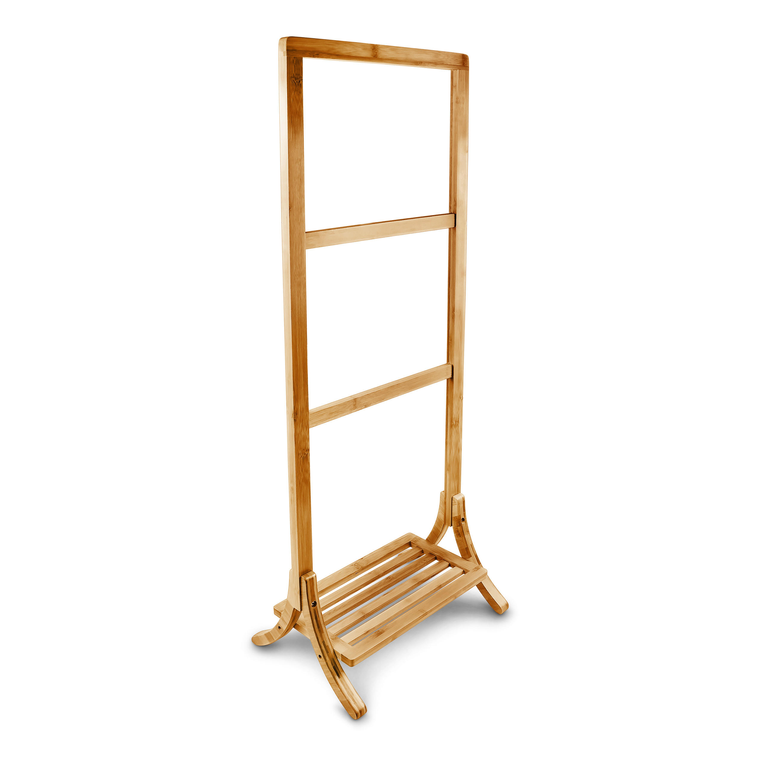 HANDDUKSSTÄLL Brun bambu 3 stänger hylla 105 cm Ljusbrun 105/40/27 cm