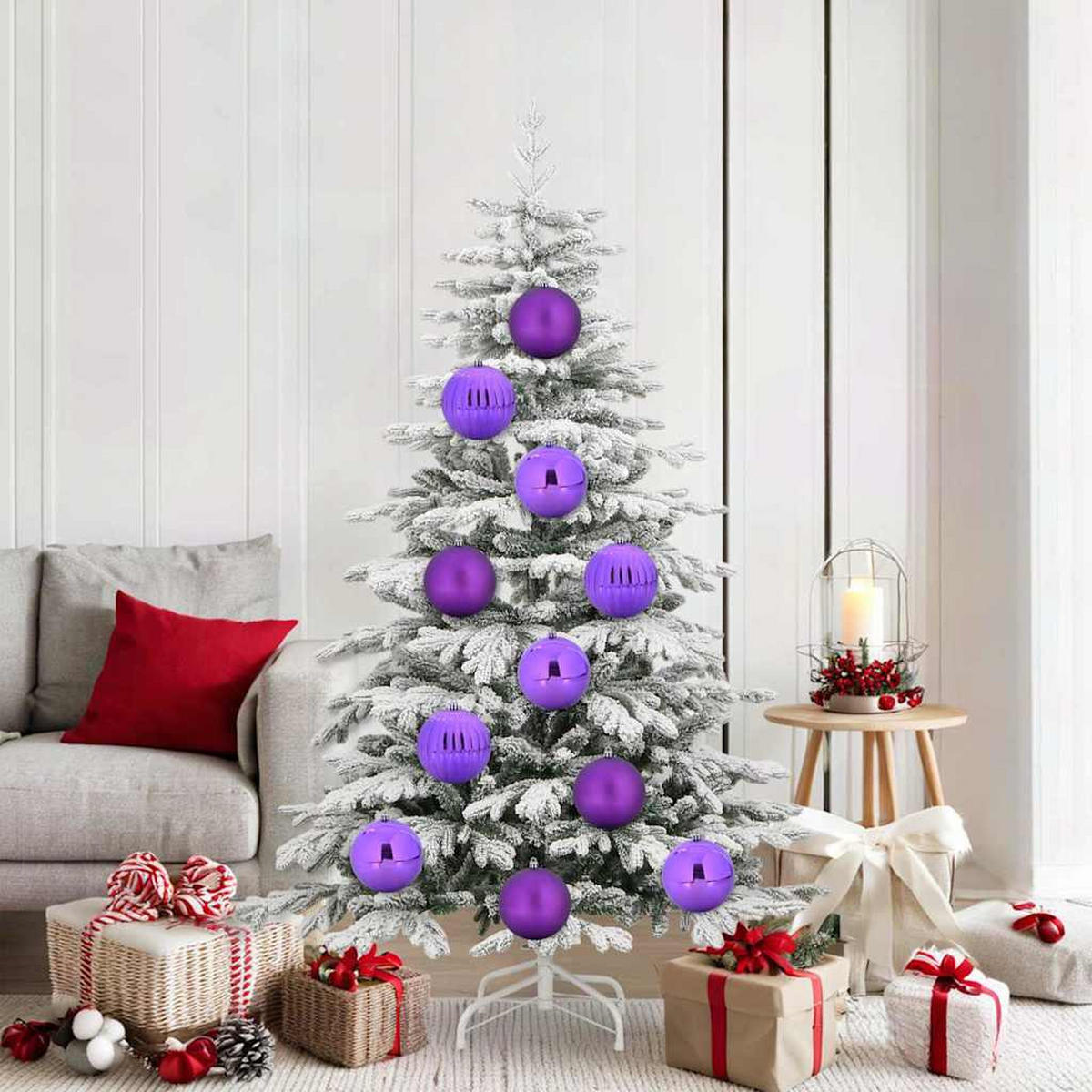 WEIHNACHTSKUGELSET XL 9 -teilig 15/15/15 cm Lila Kunststoff - Lila, Kunststoff (15/15/15cm) - vidaXL