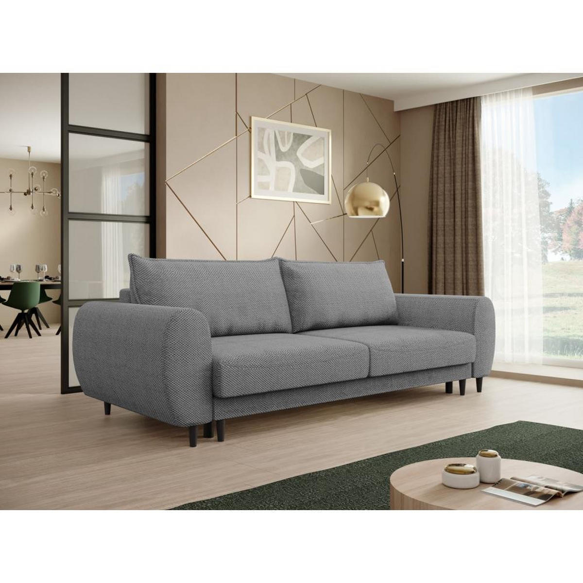 3-SITZER SCHLAFSOFA Cortez grau - Schwarz/Grau, Textil (251/76/95cm) - Beautysofa