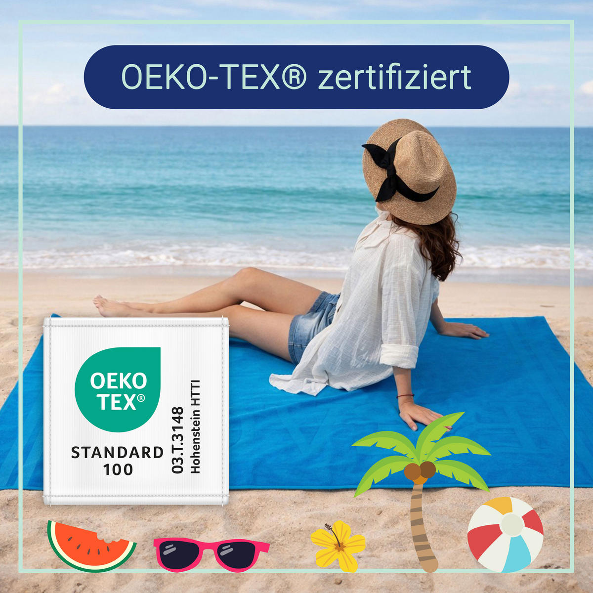 STRANDTUCH, 100x200 cm, 100% Baumwolle - Türkis, Textil (100/200cm) - Zollner