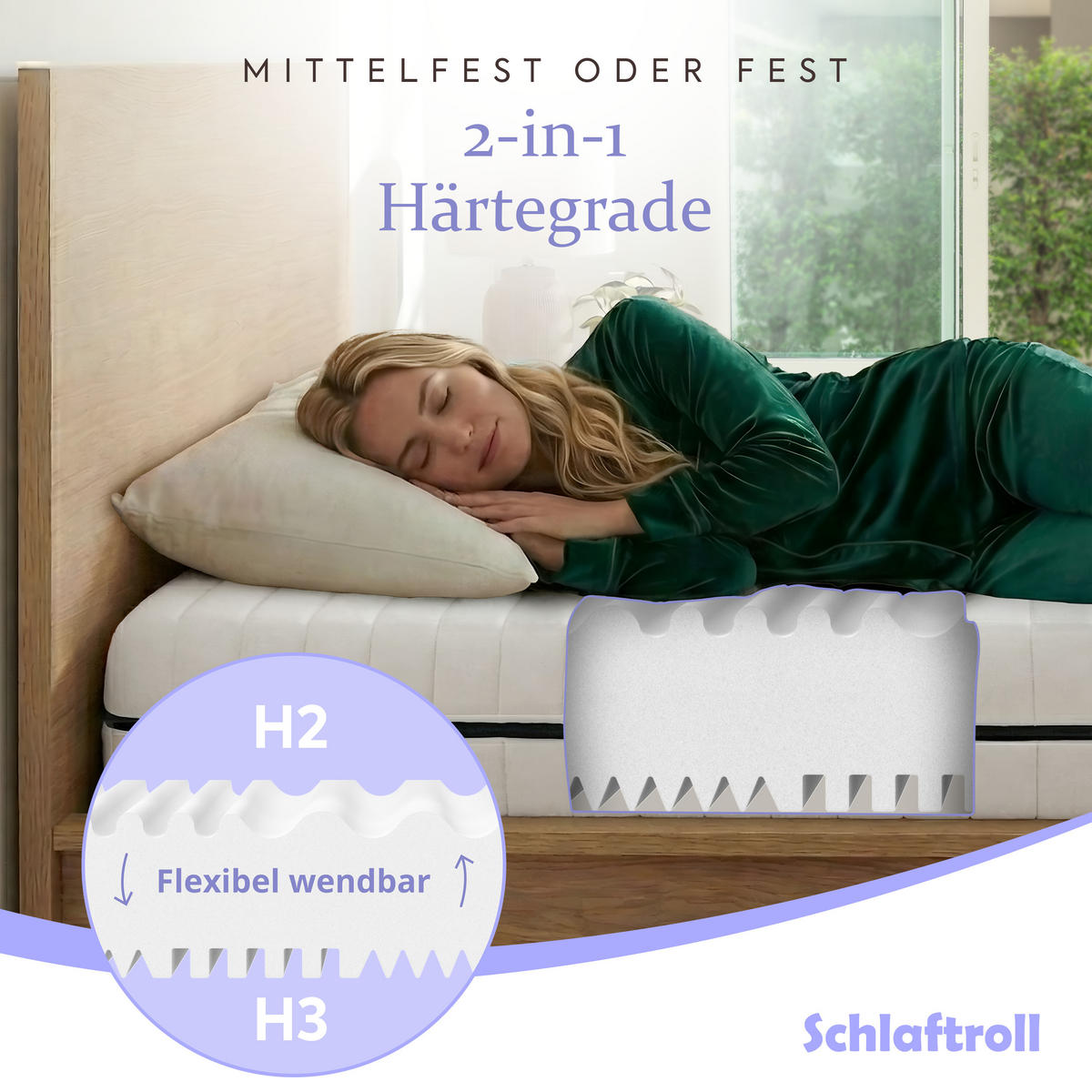 KALTSCHAUMMATRATZE 90x200 18 cm H3 für eine festere Unterstützung - Weiß, Textil (90/200cm) - Schlaftroll