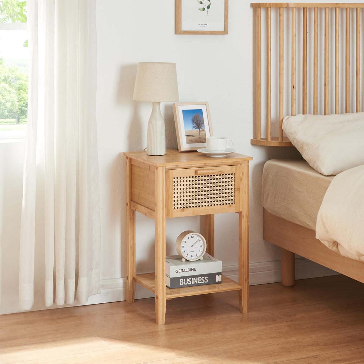 NACHTSCHRANK Leirfjord - Naturfarben, Holz (40/60/35cm) - [en.casa]