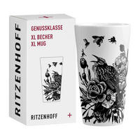 KAFFEEBECHER XL Genussklasse schwarz-weiß 525 ml - Schwarz/Weiß, Keramik (0.525L) - Ritzenhoff