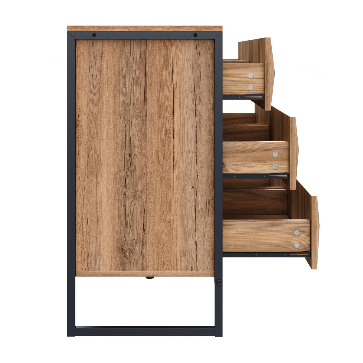 SIDEBOARD Schwarz Holzoptik Metallbeine erhöhte Türen - Multicolor, Holzwerkstoff (40/80/120cm) - FLIEKS