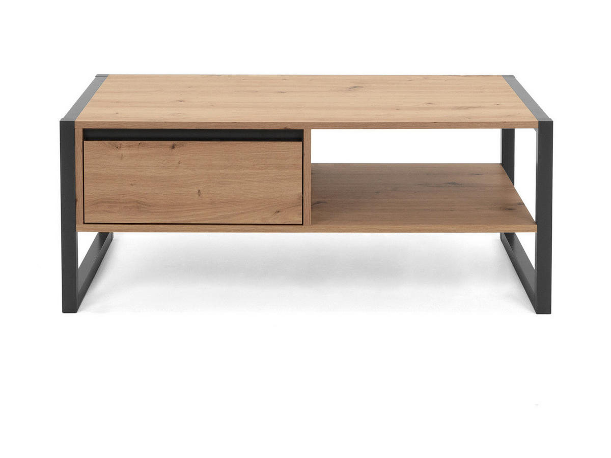 COUCHTISCH Artisan Eiche, anthrazit 100 x 55 cm, Wohnzimmertisch mit Schublade - Anthrazit/Eiche Artisan, Holzwerkstoff (55/100/40cm) - Furn.Design