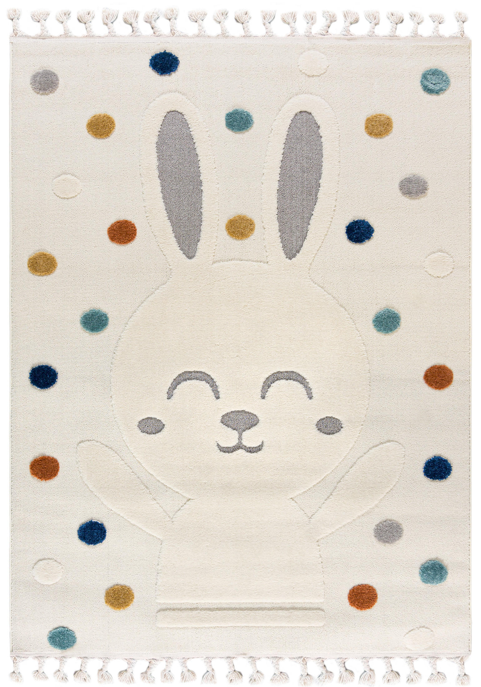 KINDERTEPPICH Beige Kaninchen, Tierisch - Mittelflor Rechteckig Weich 120 x 170 cm - Multicolor/Hellgrau, Textil (120/170cm) - Mazovia