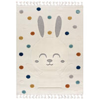 KINDERTEPPICH Beige Kaninchen, Tierisch - Mittelflor Rechteckig Weich 160 x 230 cm - Multicolor/Hellgrau, Textil (160/230cm) - Mazovia