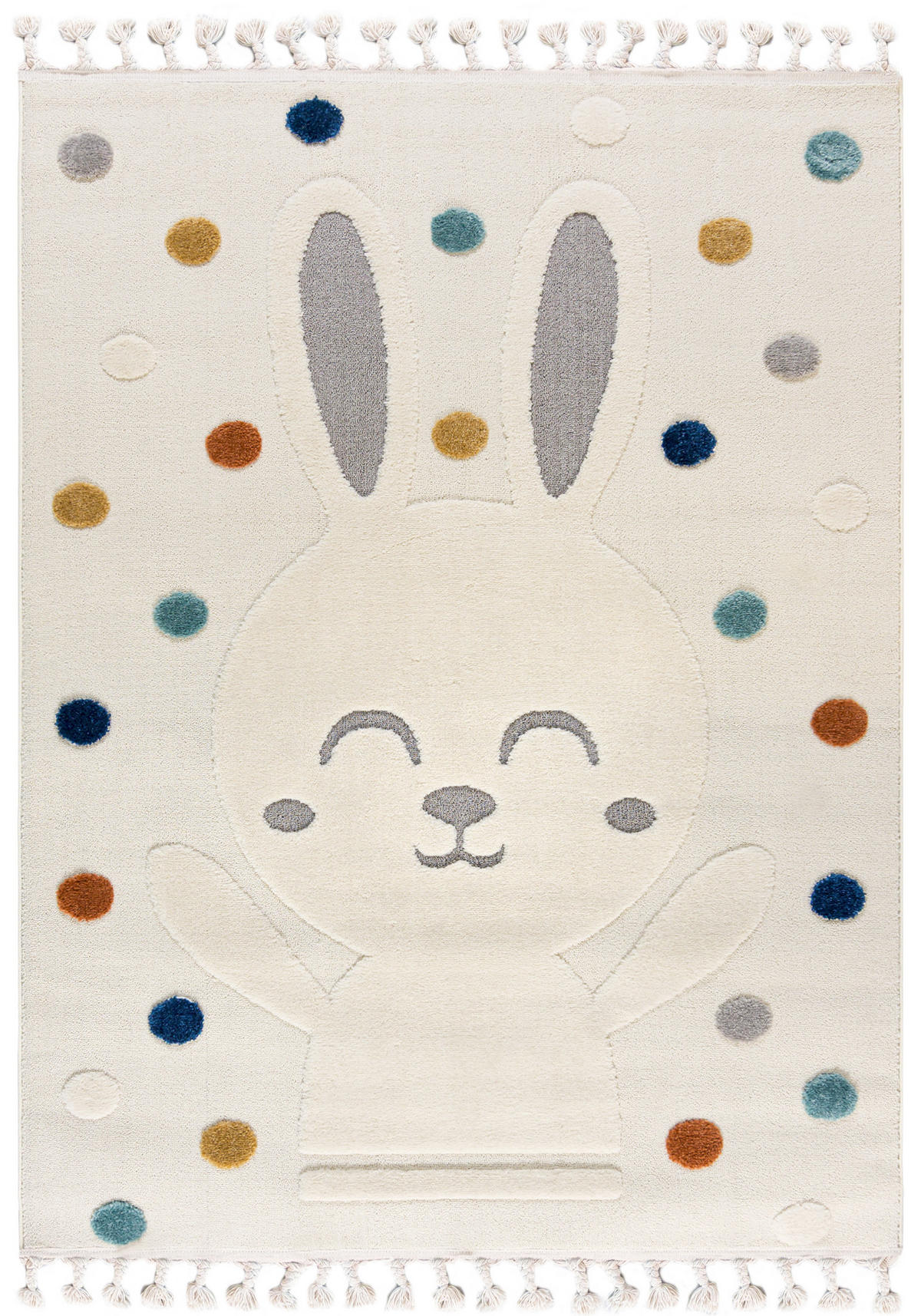 KINDERTEPPICH Beige Kaninchen, Tierisch - Mittelflor Rechteckig Weich 160 x 230 cm - Multicolor/Hellgrau, Textil (160/230cm) - Mazovia