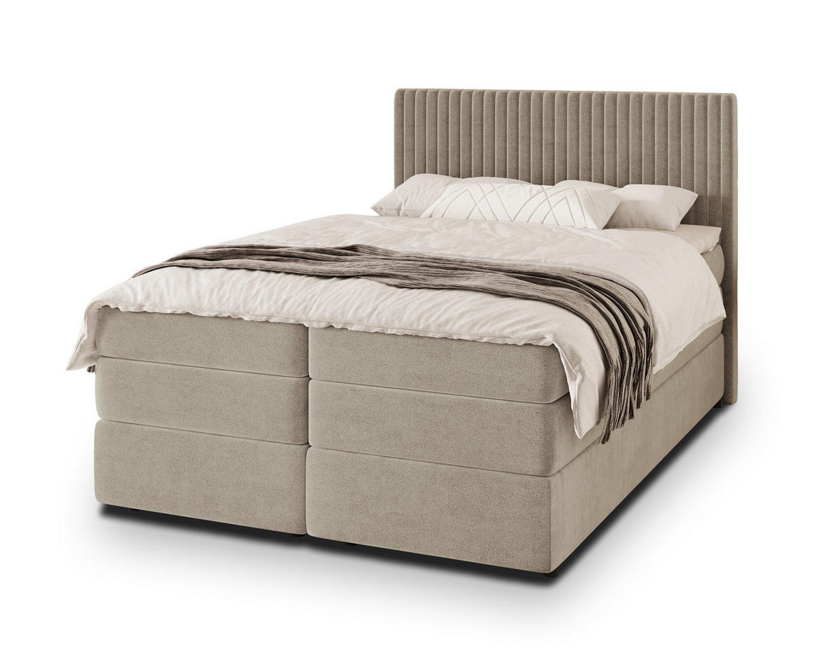 POSTEL BOXSPRING FELBIO 180x200 cm, s matrací a úložným prostorem, béžová - béžová, kompozitní dřevo/textil (180/200cm) - MASSENO