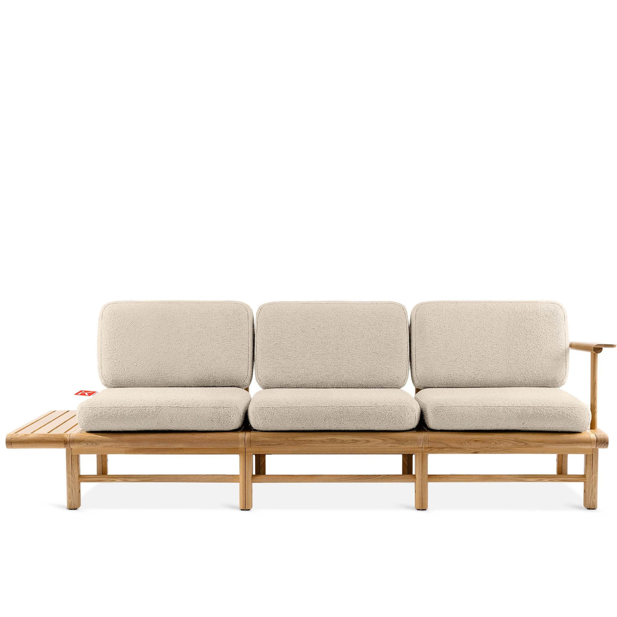 GARTENSOFA ATREDA 3-Sitzer, mit Ablage - Creme, Holz/Textil (245/74/80cm) - KONSIMO®