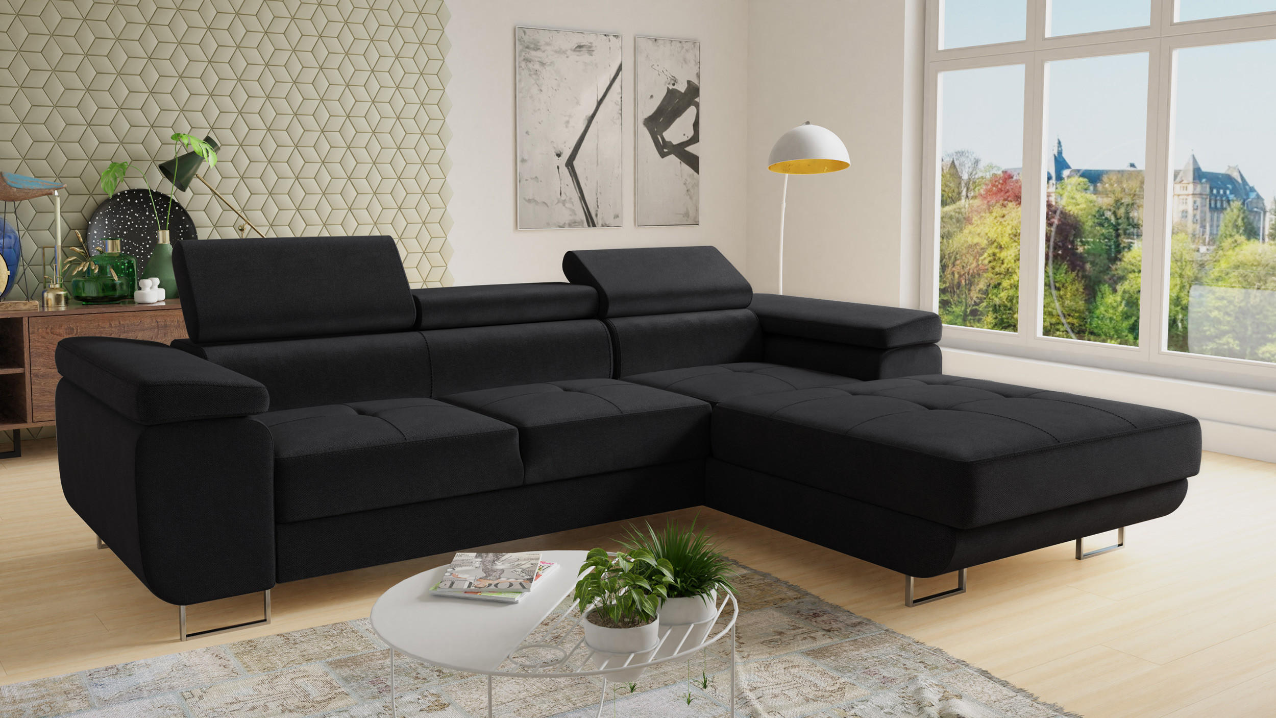 ECKSOFA Divo, Seite: Rechts - Schwarz, Holz/Textil (282/204cm) - Sofnet