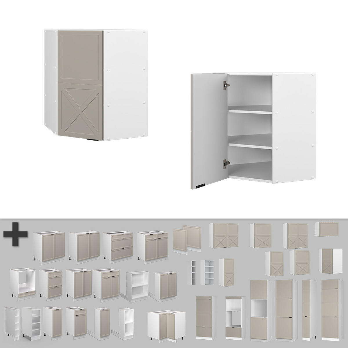 ECKHÄNGESCHRANK Fame-Line GrauBeige 57 cm - Weiß/Grau, Holzwerkstoff (57/72/34.1cm) - Vicco