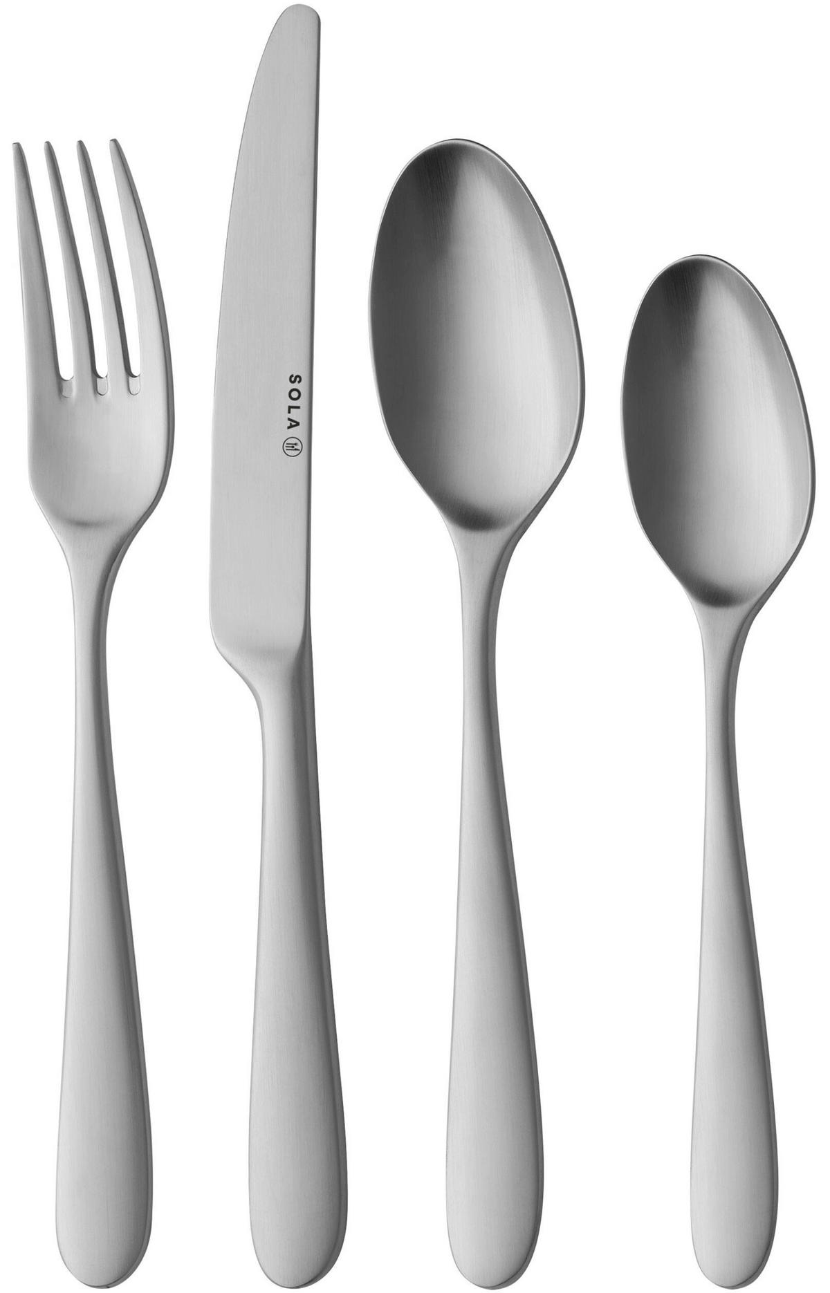 BESTECKSET Nordica MAT - 18/10 Edelstahl - 24-teilig / 6 Personen - Silberfarben, Metall - Sola