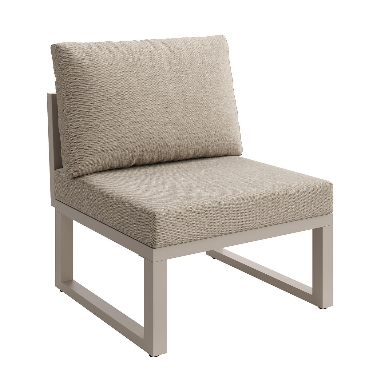 LOUNGEGARNITUR aus Metall & Polyester Beige mit 5-fach verstellbaren Rückenlehnen - Beige, Metall - Modfu