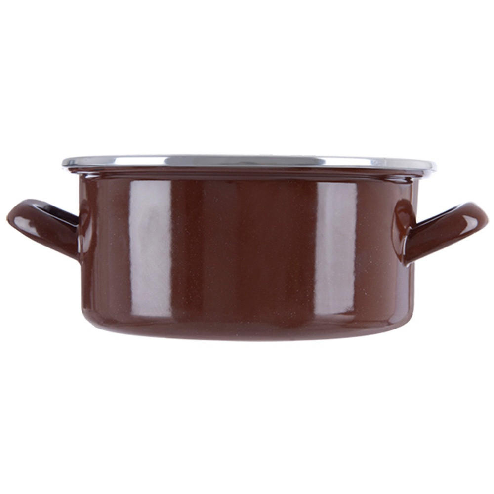 EMAILLIERTOPF Brown mit Griffen braun - Braun, Metall (18.5cm) - Orion 