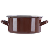 EMAILLIERTOPF Brown mit Griffen braun - Braun, Metall (18.5cm) - Orion 
