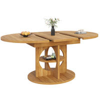 ESSTISCH Ausziehbarer 110-150×110×76 cm aus MDF und Metall mit mittlerem Ablageregal, naturfarben - Naturfarben, Holzwerkstoff (150/110/76cm) - Luhomfu
