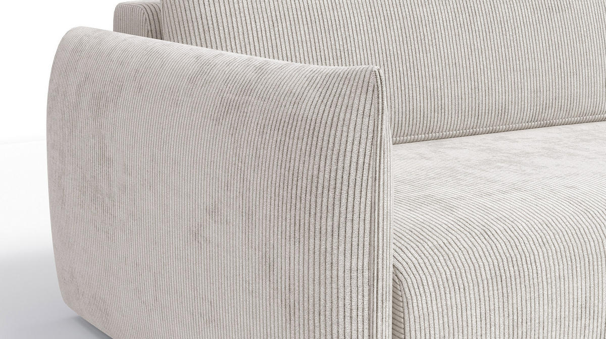 ECKSOFA TAUER 3-Sitzer links, perlweiß - Schwarz/Weiß, Holz/Textil (248/173cm) - Courtois Laville