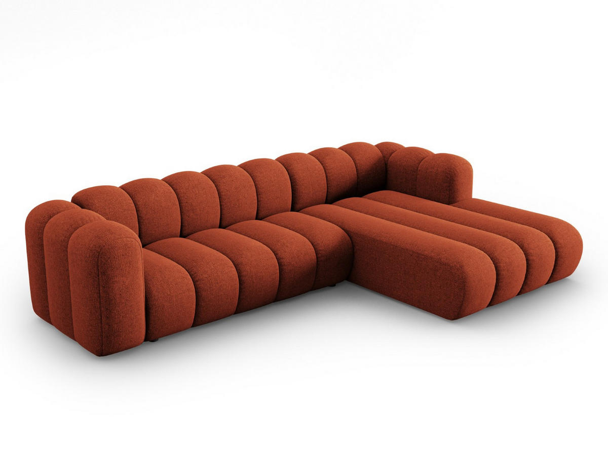 ECKSOFA modular rechts Lupine aus Chenille-Stoff terrakotta 4 Sitzplätze - Terracotta, Textil (177/290cm) - Micadoni