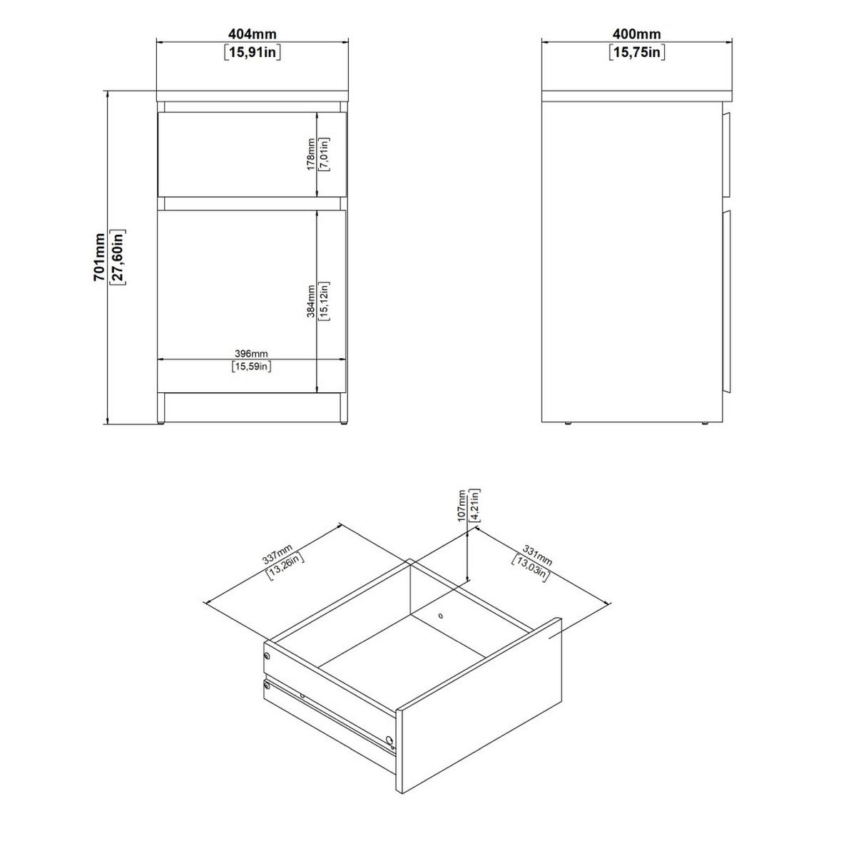 NACHTTISCH, Naia, Nussbaum, Holzwerkstoff / Metall, 41 x 40 x 70 cm - Nussbaumfarben, Holzwerkstoff/Metall (41/70/40cm) - ebuy24