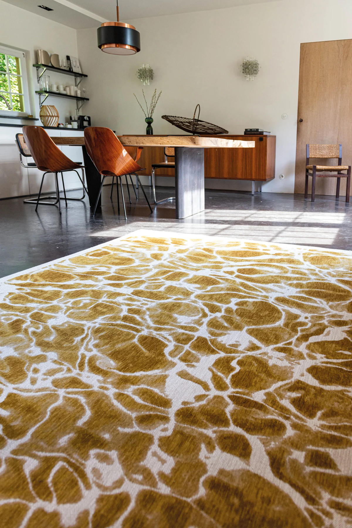 TEPPICH Flachgewebe GOLD WAVES 170 x 240 cm - Gelb, Textil (170/240cm) - Novatrend
