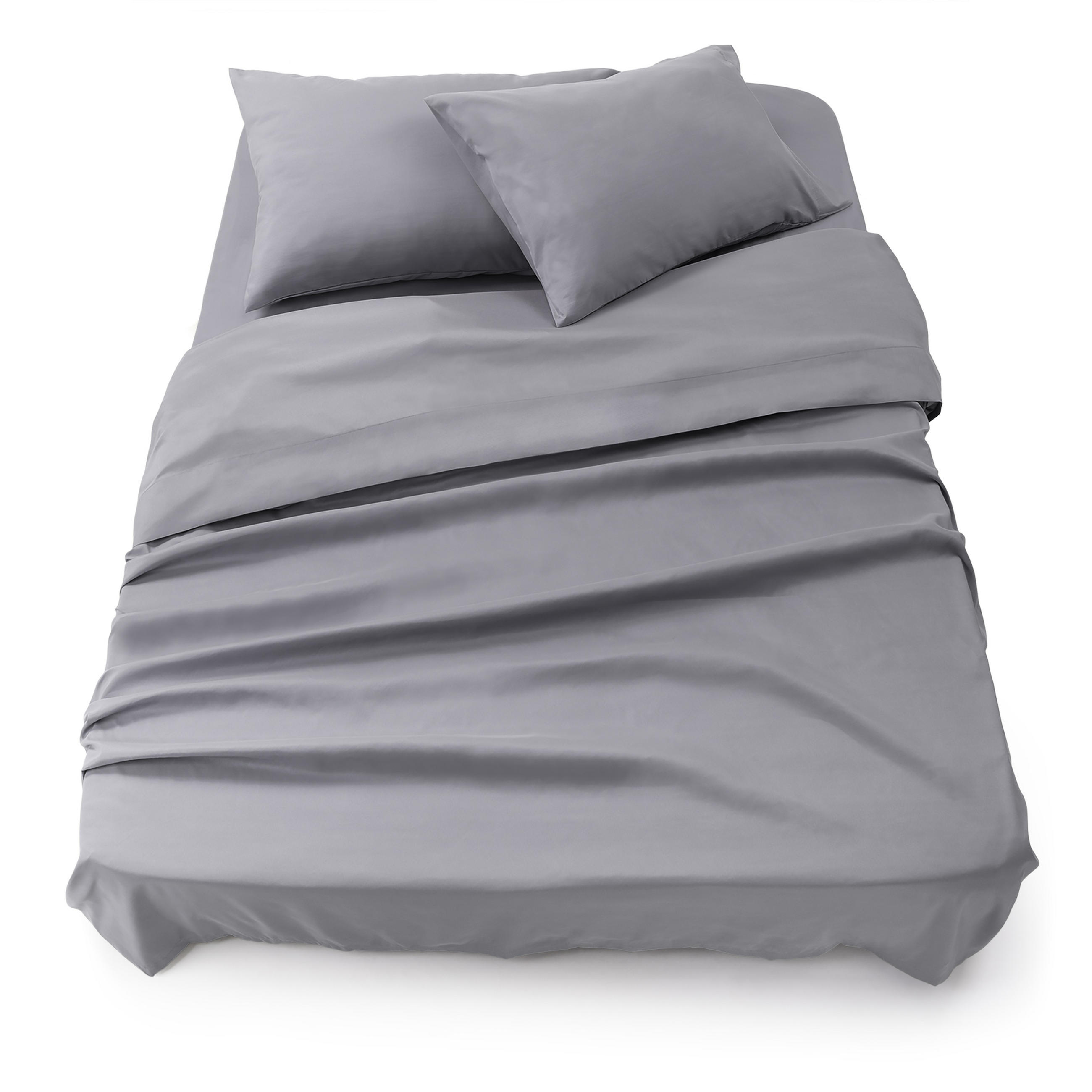 BETTLAKEN 3er Set - Spannbettlaken 160x200x30cm 2X Kissenbezug 50x80cm - Grau - Grau, Textil (160/200cm)