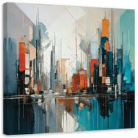 LEINWANDBILD Abstrakte Stadt Architektur 50x50cm - Türkis, Textil (50/50cm) - Feeby