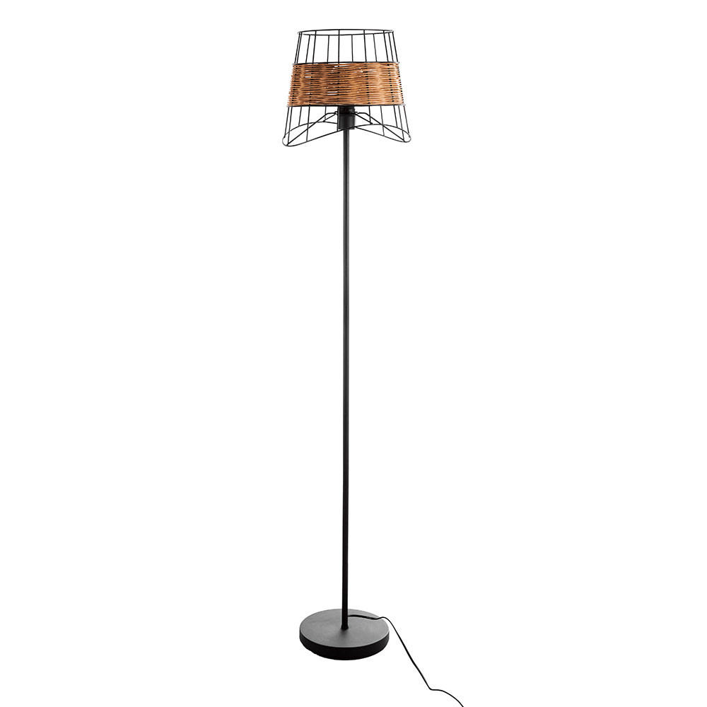 LED STEHLEUCHTE Metall Braun Käfig-Design - Braun, Naturmaterialien/Metall (30/30/154cm) - Nowa