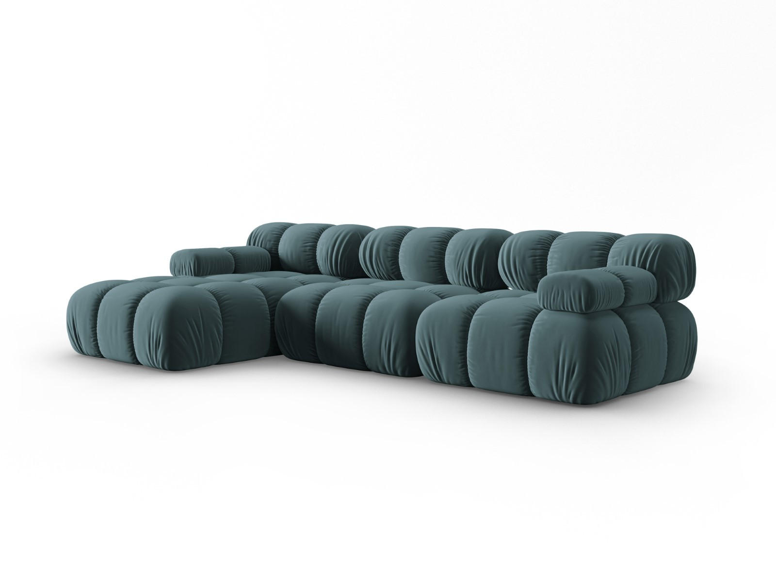 MODULARES-ECKSOFA links Bellis aus Samt petrol 4 Sitzplätze - Petrol, Textil (122/285cm) - Micadoni