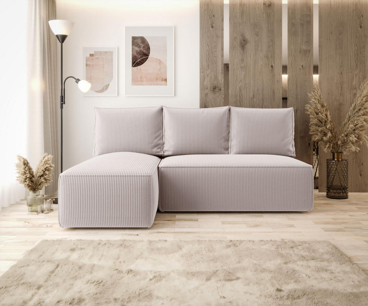 ECKSOFA mit Schlaffunktion SAVIO MINI Poso 100 Links - Ecru, Textil (200/140cm) - Bedante
