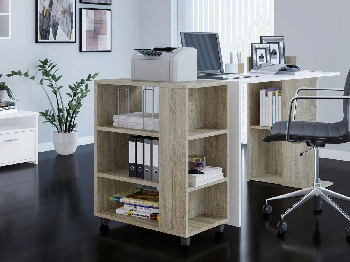 DRUCKERTISCH Sonoma Eiche 60/40/74 cm mit Rollen - Sonoma Eiche, Holzwerkstoff (60/74/40cm) - Matkam Möbel