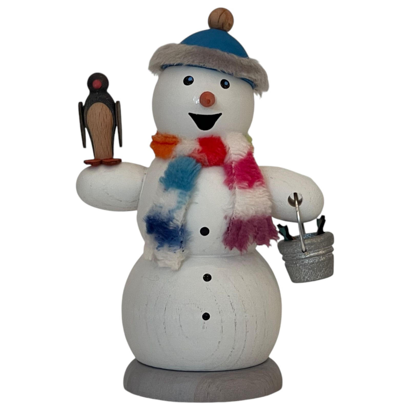 RÄUCHERFIGUR Räuchermännchen Schneemann mit Pinguin 13 cm - Multicolor, Holz (6/13/10cm)