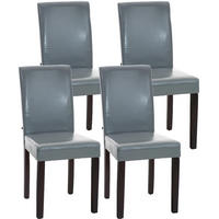 ESSZIMMERSTUHL Ines, 4er Set Kunstleder, Gestell Holz Dunkelbraun Grau - Dunkelbraun/Grau, Holz/Textil (41/91/47cm) - TPFLiving