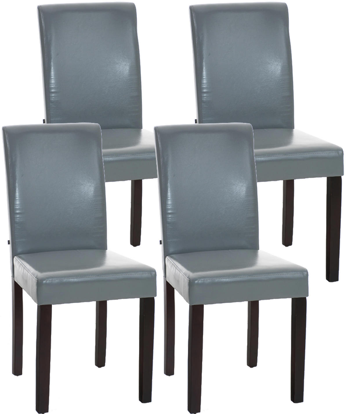 ESSZIMMERSTUHL Ines, 4er Set Kunstleder, Gestell Holz Dunkelbraun Grau - Dunkelbraun/Grau, Holz/Textil (41/91/47cm) - TPFLiving