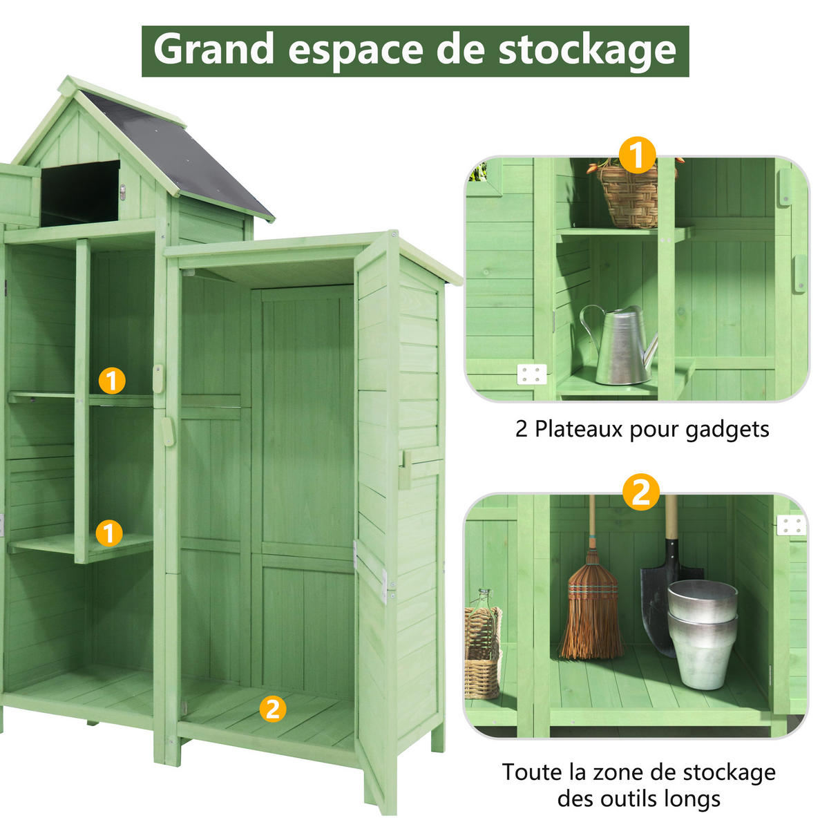 GERÄTEHAUS 118x54x173cm Grün Wetterfest Mit PVC-Dach - Grün, Holzwerkstoff (54/173/118cm) - FLIEKS