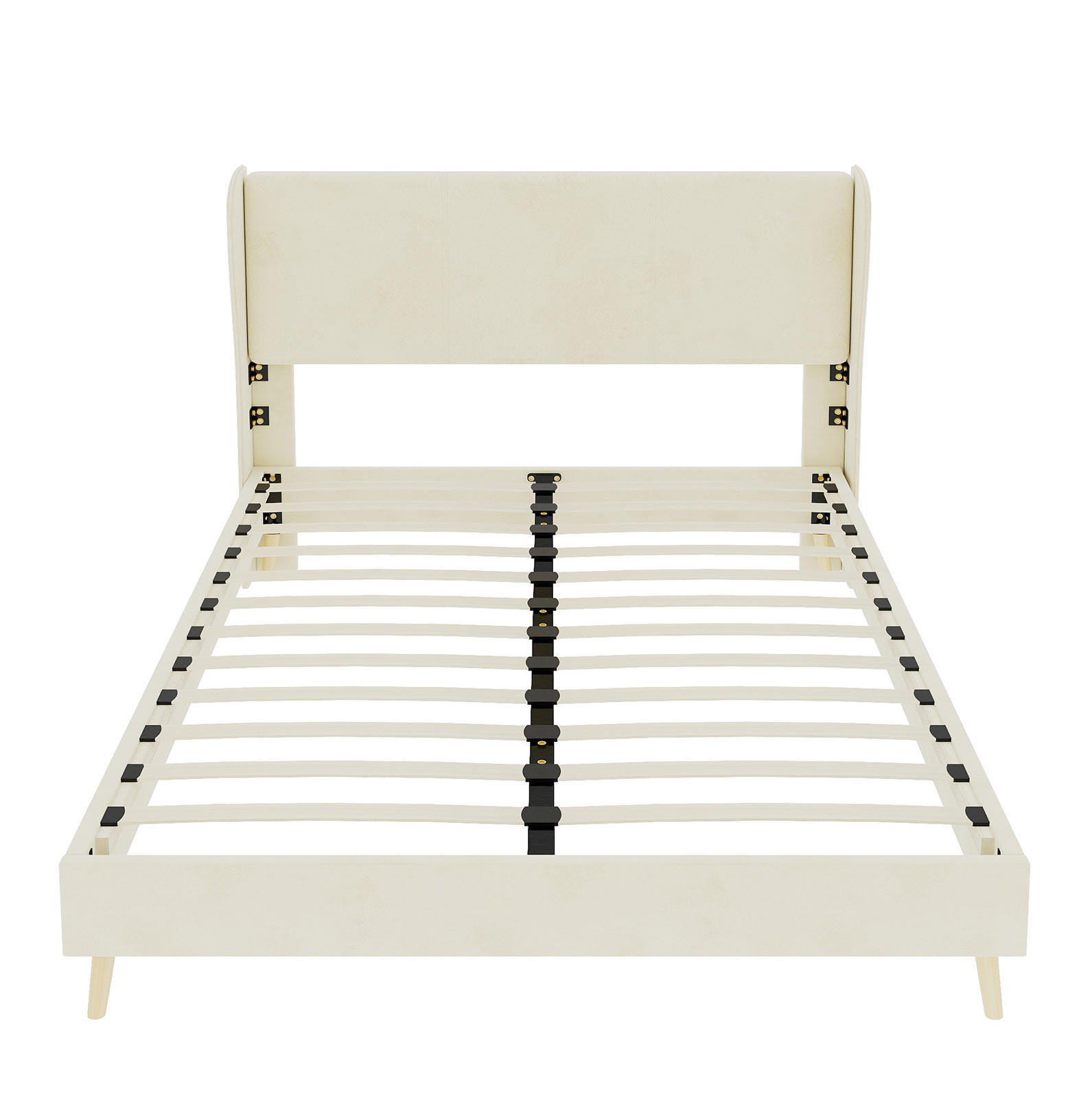 POLSTERBETT 140/200 cm mit Matratze, weichem Kopfteil und stabilem Metallgestell, Beige - Beige, Textil (140/200cm) - Redom