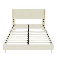 POLSTERBETT 140/200 cm mit Matratze, weichem Kopfteil und stabilem Metallgestell, Beige - Beige, Textil (140/200cm) - Redom