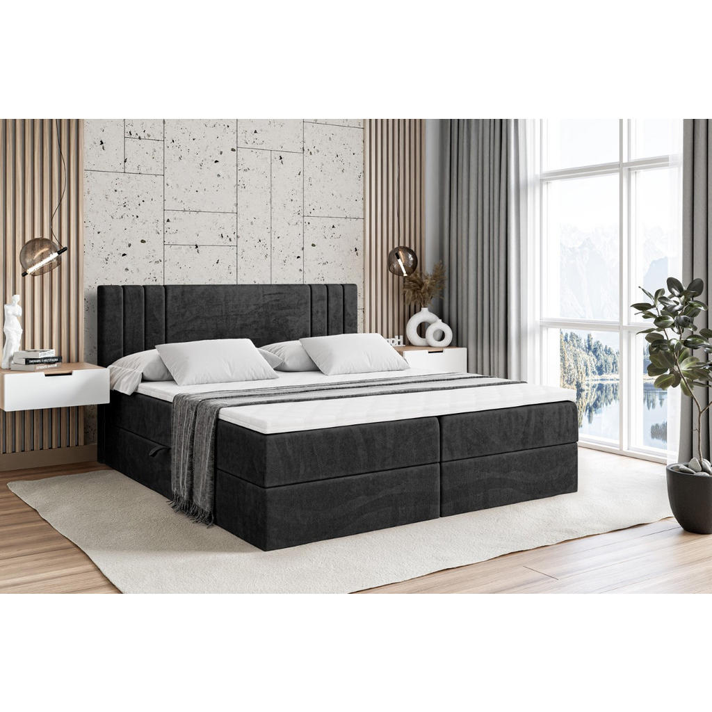Thumbnail - Altdecor Boxbett, Schwarz, Holzwerkstoff, Höhe ca. 20 cm, 180x200 cm, Schlafzimmer, Betten, Boxspringbetten