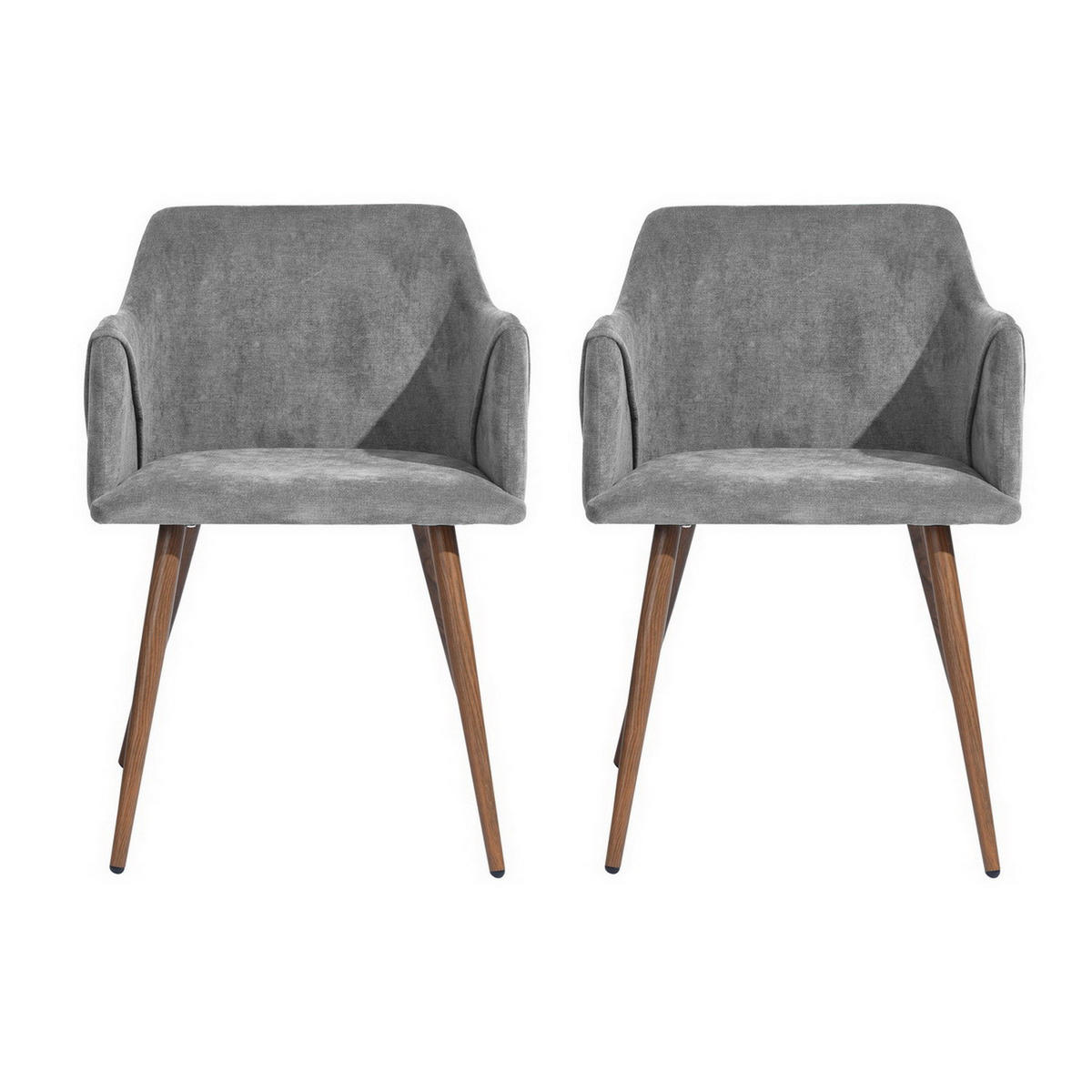 ARMLEHNSTUHL-SET 2 Stück in Stoff Metallbeine - Grau/Akaziefarben, Holzwerkstoff/Textil (54/75/53cm) - Urban Meuble