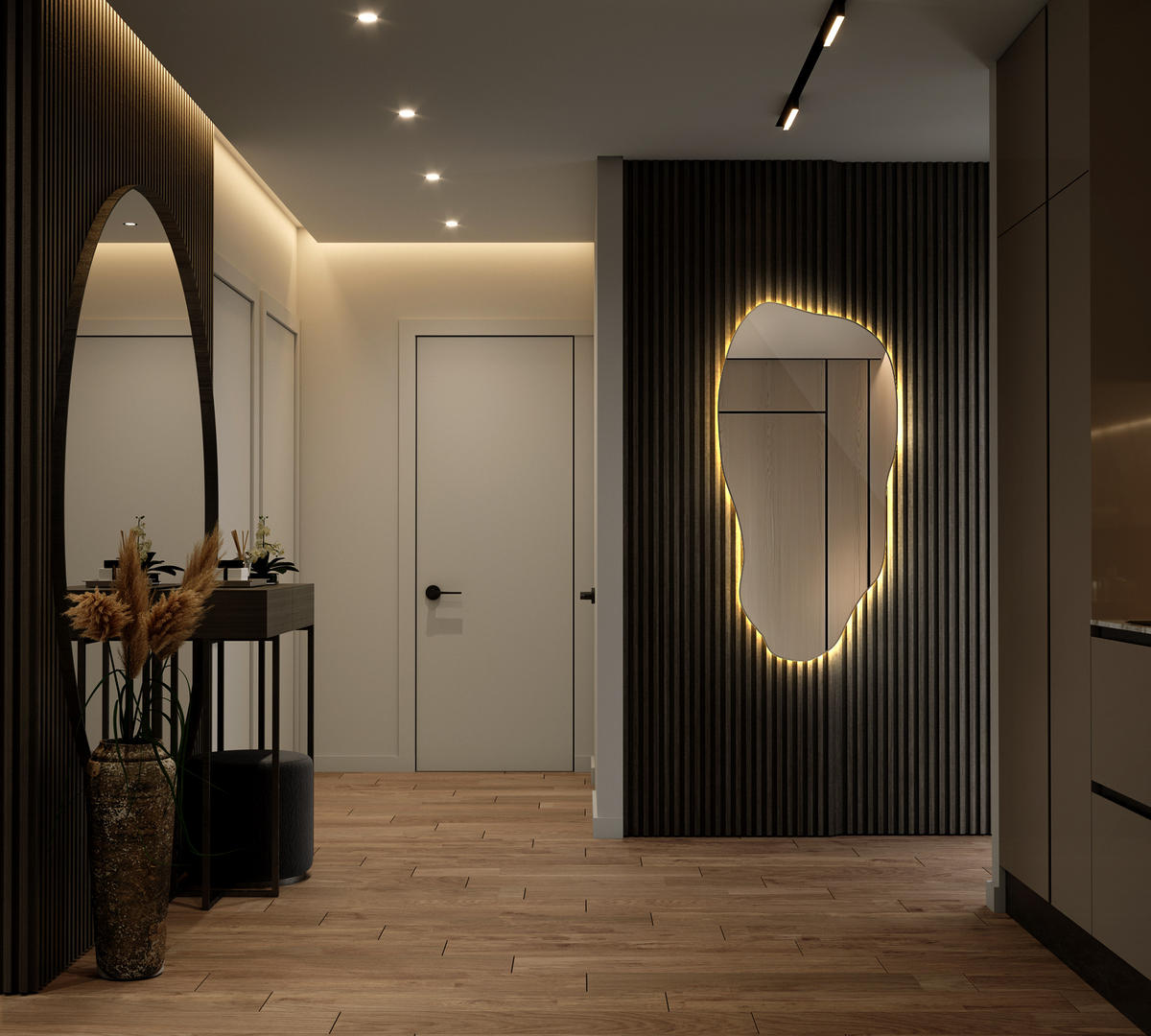 LED-SPIEGEL 40x80 cm Asymmetrisch Warmweiß 3000K - Gelb, Glas (40/80/0.4cm) - Wallfluent